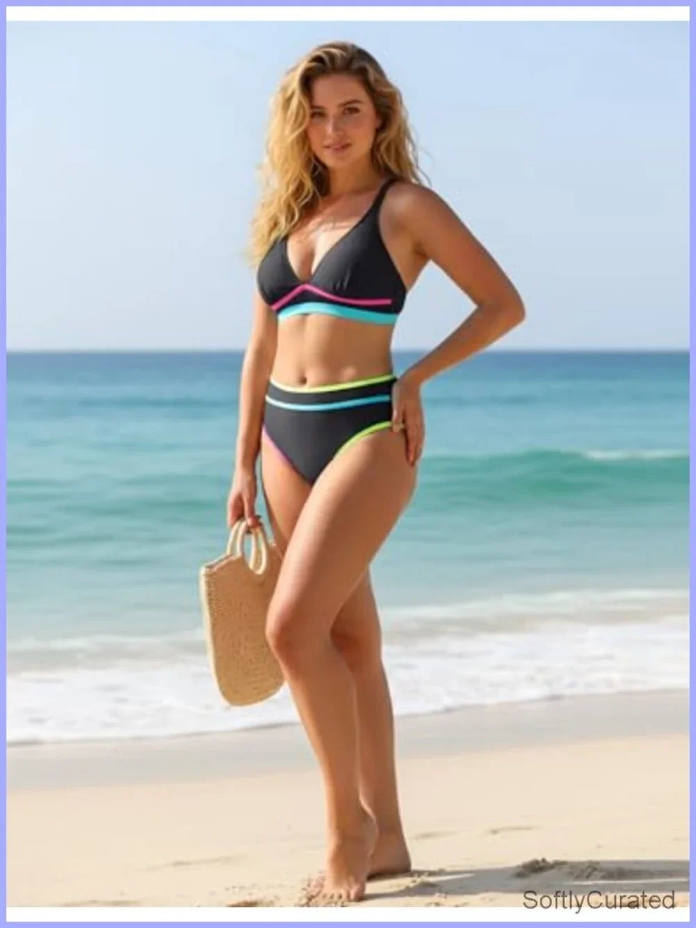 Women's Cheeky Bikini Set Crisscross Back Sporty Two Piece Swimsuit